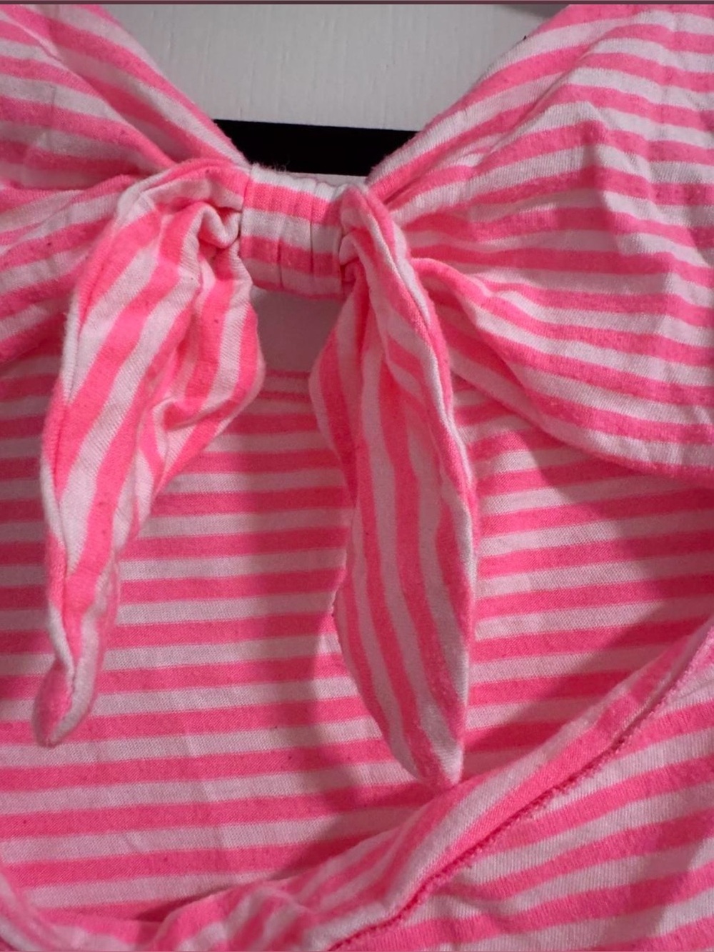Ladies 1X Summer Shirt Talbots Tshirt Pink White Bow Detail Loose Cotton light